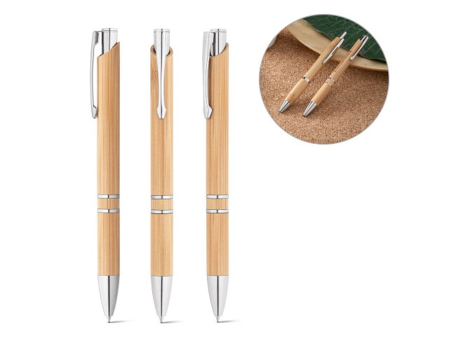 Beta Bamboo. Esferográfica Em Bambu Com Clipe