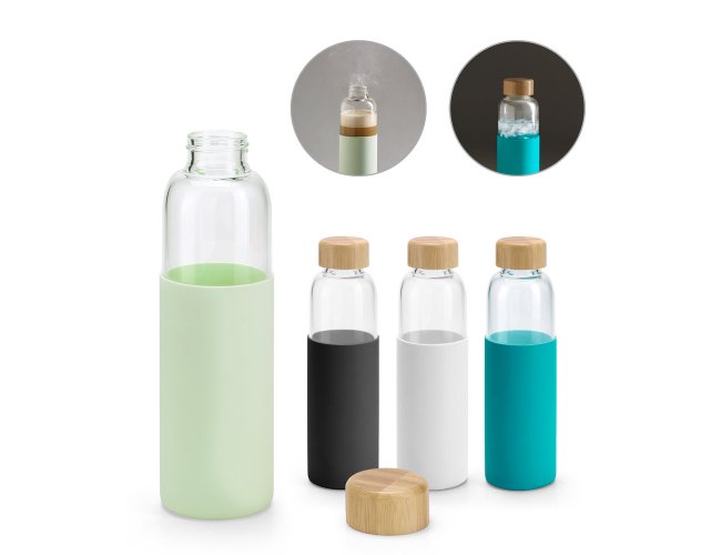 Dakar. Squeeze Em Vidro Borossilicato E Bambu 600 Ml