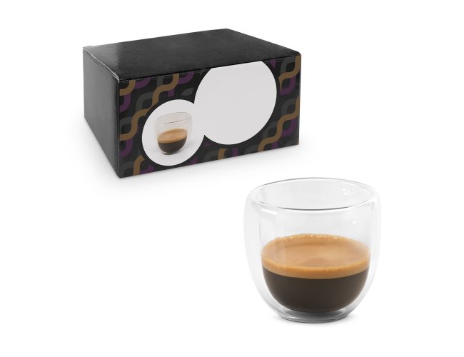 Expresso. Conjunto De Café Em Vidro Isotérmico Com 2 Copos 75 Ml