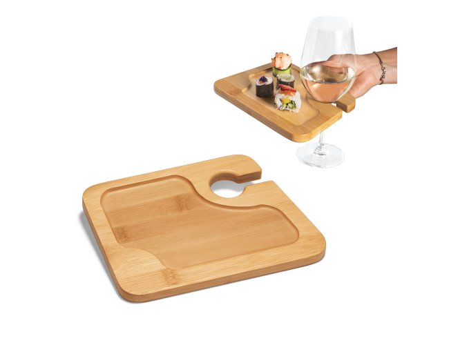 Fabris. Prato Em Bambu Com Suporte Para Copo
