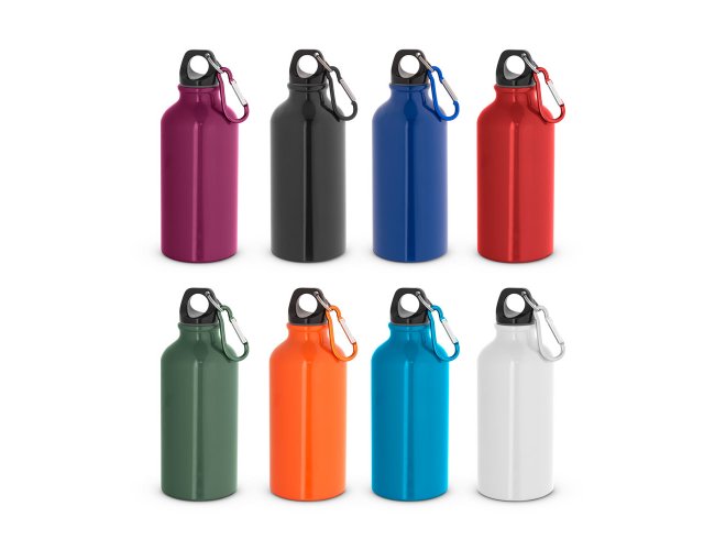 Landscape Shiny. Garrafa Esportiva Em Alumínio E Acabamento Brilhante Com Mosquetão 400 Ml
