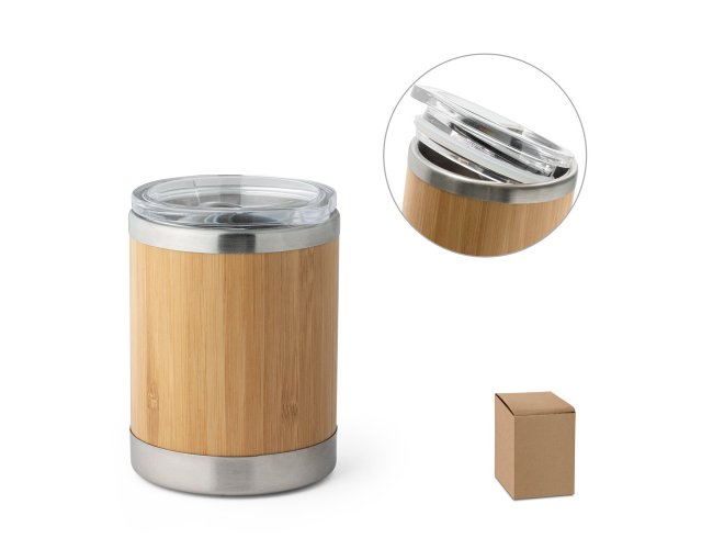 Lycka. Copo Em Bambu E Aço Inox 350 Ml