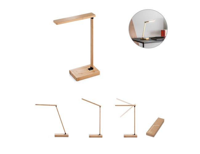 Morey. Luminária Em Bambu Com Carregador Wireless