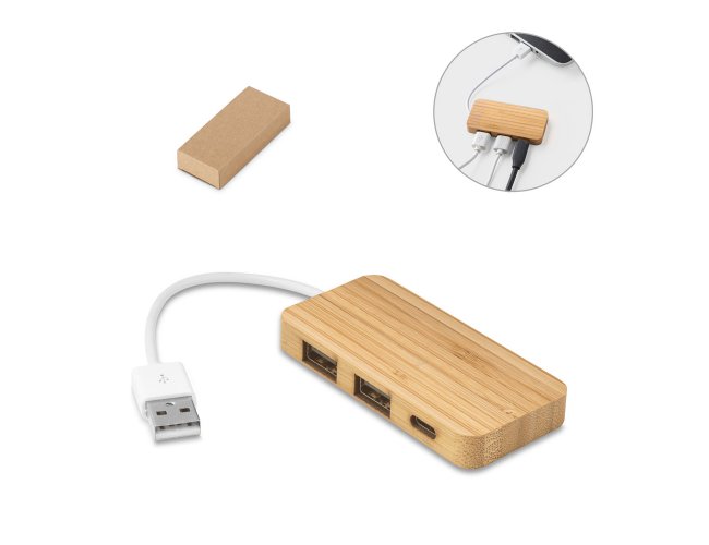 Moser. Hub Em Bambu Com 2 Portas