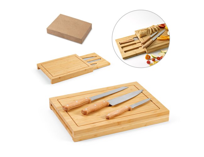 Mugwort. Conjunto De Tábuas Em Bambu Com 3 Facas Inclusas
