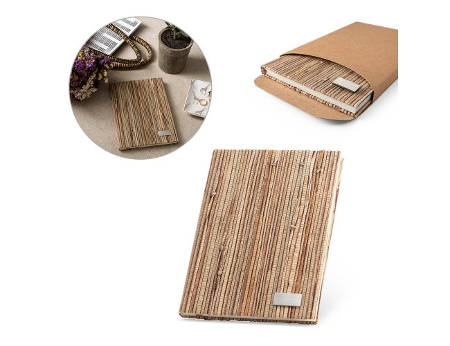 Neruda Ii. Caderno A5 Em Palha Natural Com Folhas Pautadas Recicladas