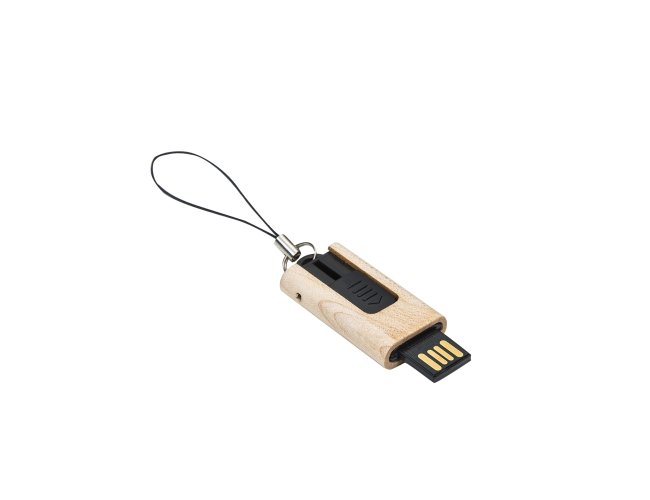 Pen Drive Retrátil Madeira 4Gb