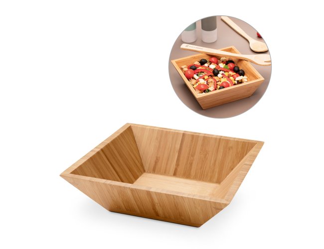 Pepper. Saladeira Em Bambu Em Formato Quadrado