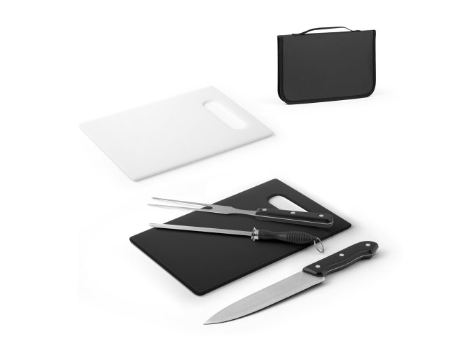 Ravioli. Kit Churrasco Em Estojo Em 210D Com Peças Em Aço Inox E Pp