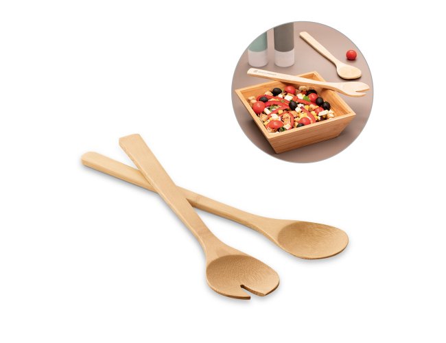 Salvy. Conjunto De 2 Talheres Para Salada Em Bambu