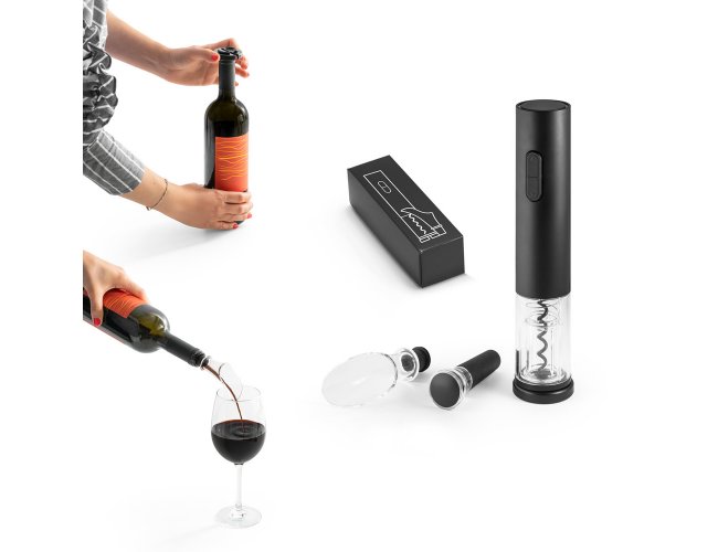 Winery. Conjunto De Saca Rolhas Elétrico E Acessórios Em Abs E Tpe